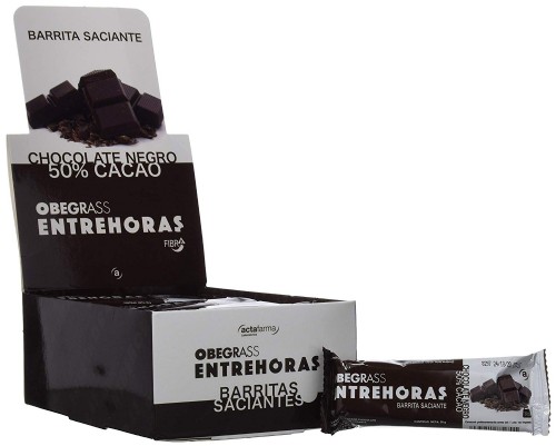 20 unidades obegrass entrehoras barrita chocolate negro (30 g)