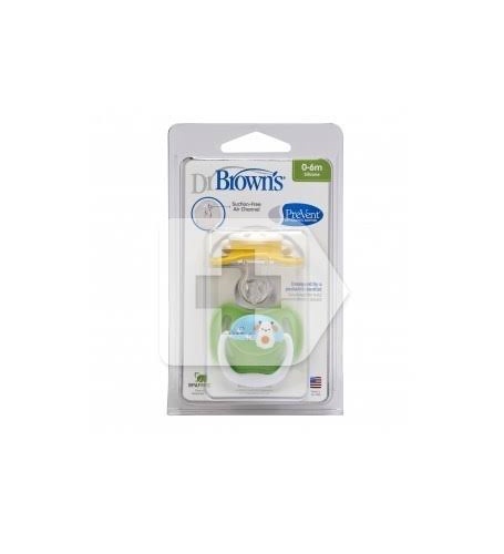 DR BROWN´S PREVENT DIBUJOS chupete silicona (1ª etapa hasta 6 m pack 2 u)