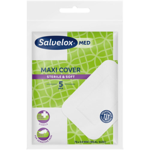 APOSITO ESTERIL salvelox med maxi cover (5 apositos 76 mm x 54 mm)