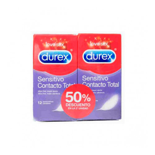 PRESERVATIVOS durex sensitivo contacto total (12 preservativos 2 cajas)