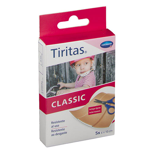 APOSITO ADHESIVO C/ TIJERA tiritas classic (10 cm x 6 cm 5 apositos)
